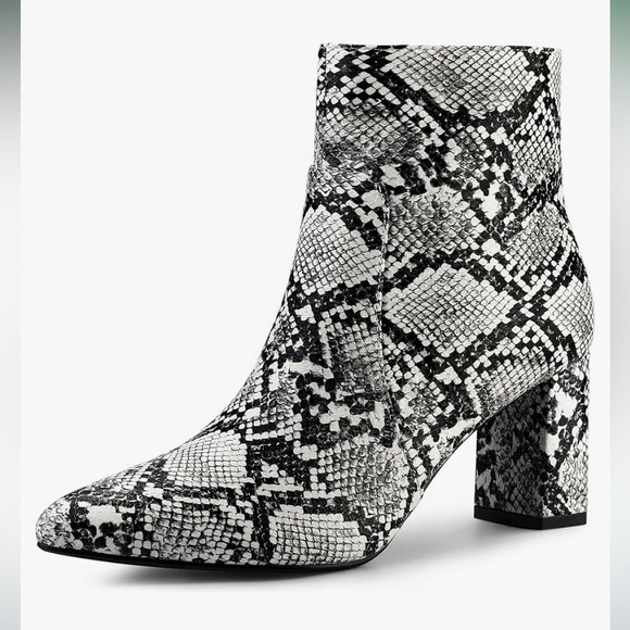 Black and White Snake Skin Booties - Picture 7 of 7
